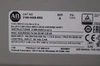 ALLEN BRADLEY 2198-H008-ERS / 2198H008ERS (USED) STOCK H1604