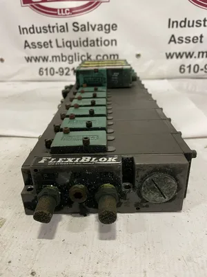 Numatics 081SA400K000030 FlexiBlok Pneumatic Valve Manifold w/ 4 Solenoid Valves