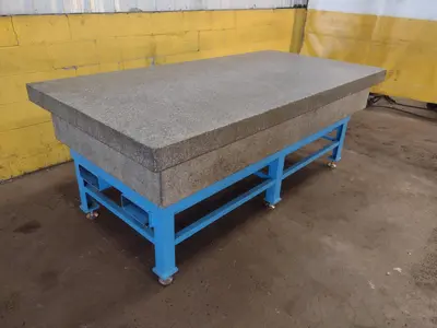 8' X 4' X 14" CHALLENGE PRECISION LAYOUT INSPECTION GRANITE TABLE W/ EDGE LEDGES: STOCK #23812