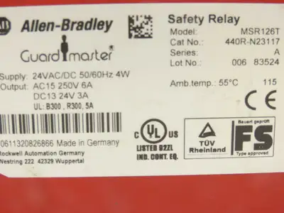 Allen Bradley MSR126T 440R-N23117 Guardmaster Safety Relay 24V AC/DC Lot of 2