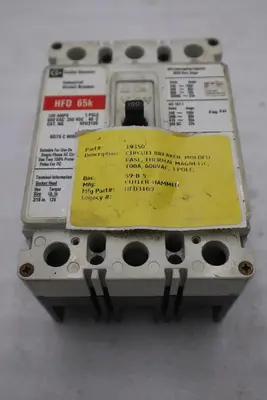 CUTLER HAMMER EATON HFD3100 100A 3 Pole 65k Circuit Breaker STK CC226 786679175897