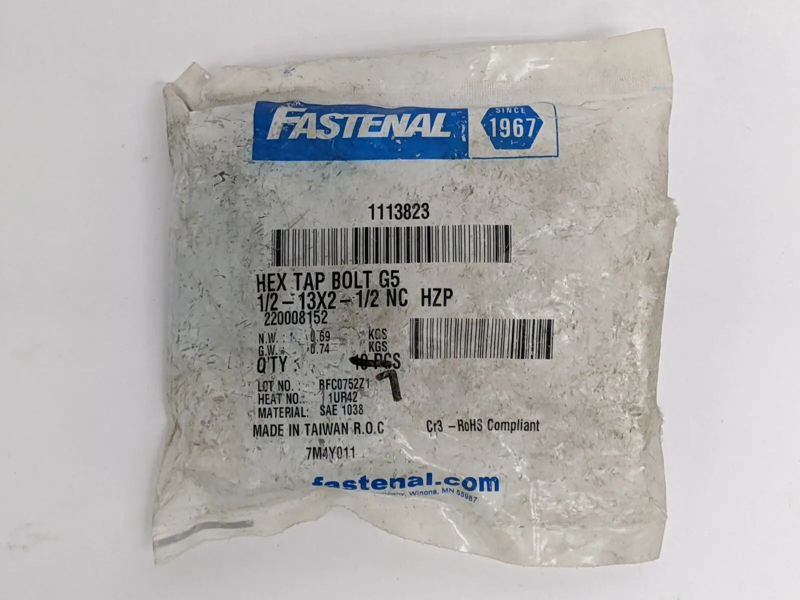 New | in-Stock FASTENAL HEX TAP BOLT 1/2"-13X2-1/2" SAE J429 GRADE 5 Bolts | Maverick Industrial Sales #1114230