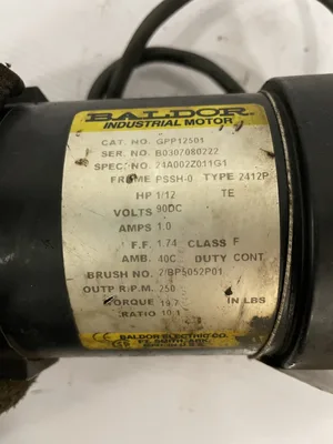 Baldor GPP12501 90V DC Gearmotor 10:1 1/12HP 250RPM