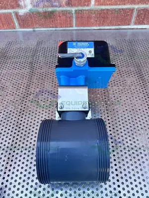 USED HAYWARD CONTROLS EVR6 D SOLENOID VALVE 115 V W/ HAYWARD 3" TRUE UNION BALL VALVE