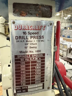 DURACRAFT 1600 DRILL PRESS | Levy Recovery Group (2)