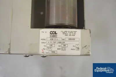 USED CCL Labeling Equipment CCL Labeling Systems Top Labeler, Model 230 R.H.