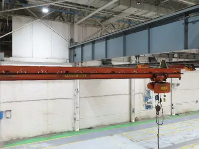 Cleveland Tramrail P&H 2 Ton Single Girder Underhung Bridge Crane 46' Span
