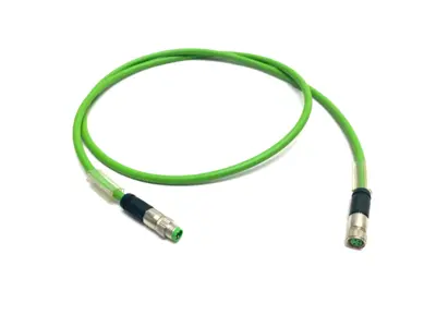 USED BECKHOFF DOUBLE ENDED ETHERCAT POWER CABLE M8 4-PIN M TO F 1M