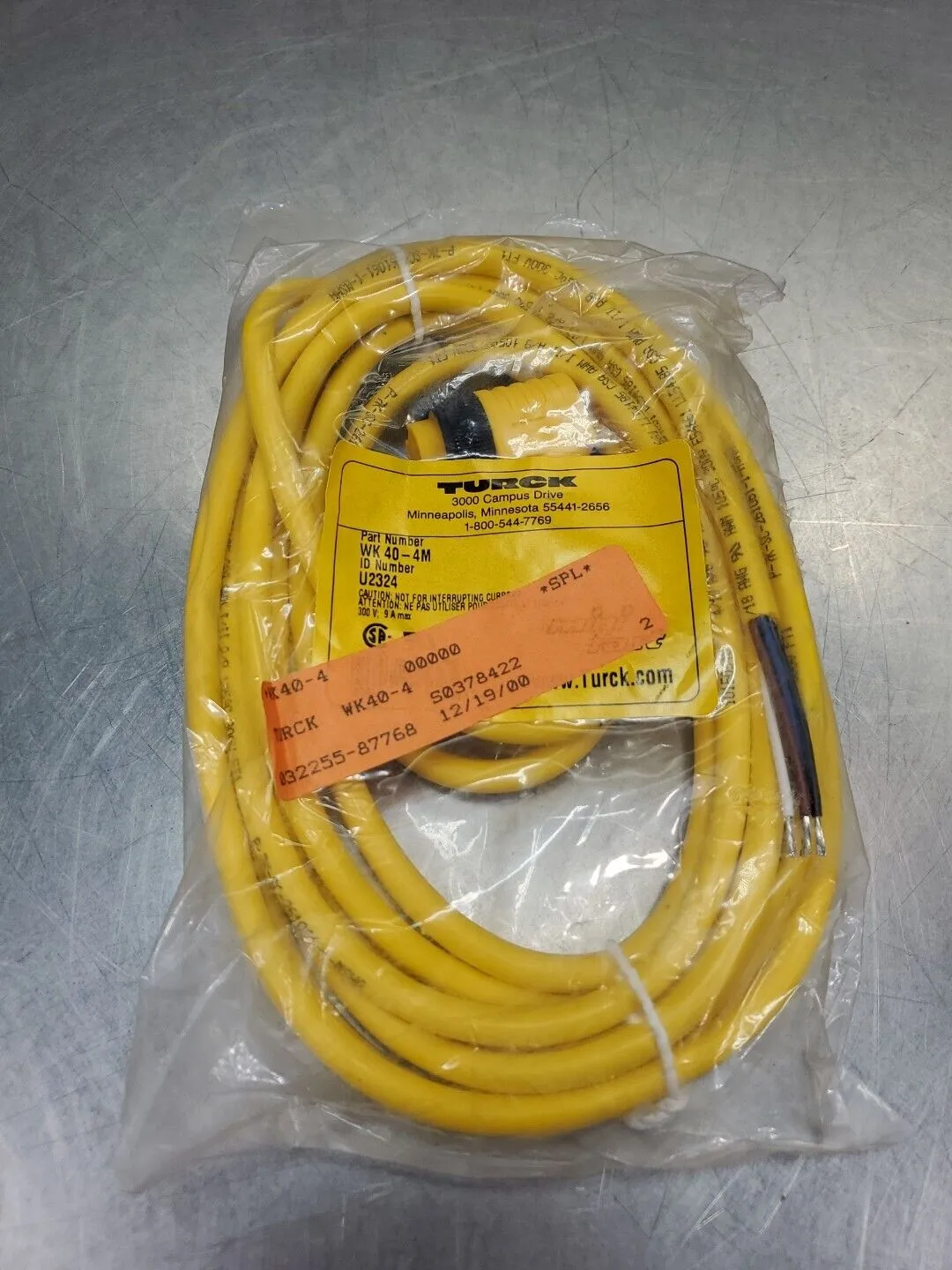 TURCK WK40-4M (U2324) 300V 9A PLC Cable. 5D-17