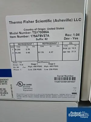 USED ThermoFisher Scientific Thermo Fisher Scientific ULT Freezer, Model TSX70086A