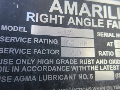 160 HP @ 1750 RPM, Amarillo #A32, right angle fan drive, 7.89:1 Ratio