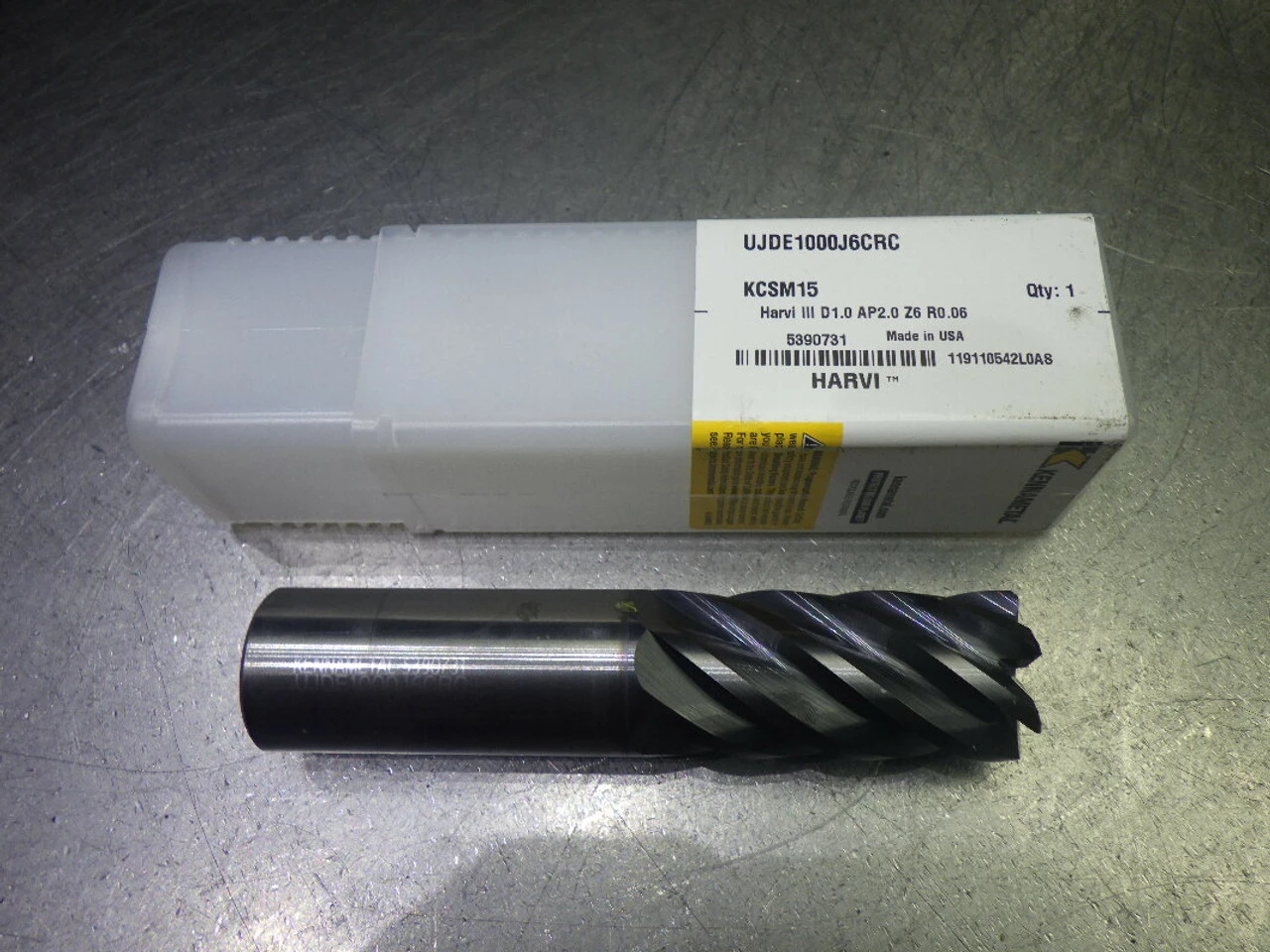 Kennametal 1" 6 Flute Carbide Cr Endmill .06" R UJDE1000J6CRC KCSM15 (LOC1092A)