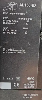 Square D HGL36015T Power Pact 3-Pole Thermal Magnetic Circuit Breaker. Loc4B-26