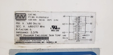 Marelco Power Systems 450KVA; 3PH; 60HZ Transformer