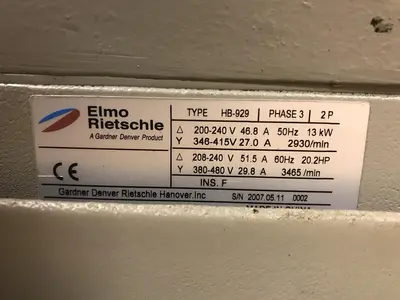 New | in-Stock ELMO RIETSCHLE HB-929 Blowers Ohio US | Surplus Asset Holdings #1225895