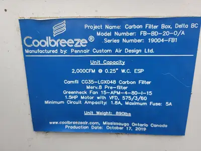 USED 2019 COOLBREEZE FB-BD-20-0/A
