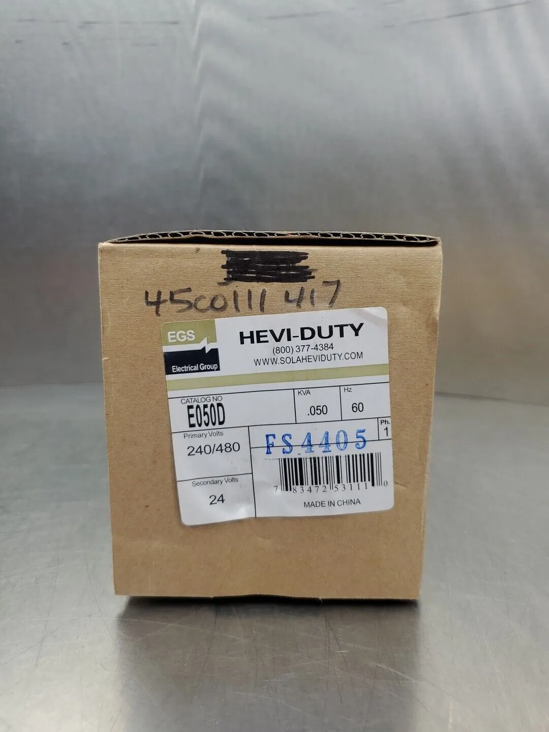 EGS/SOLA E050D CONTROL TRANSFORMER, .050 KVA, 240x480V, 24V. 4C-43