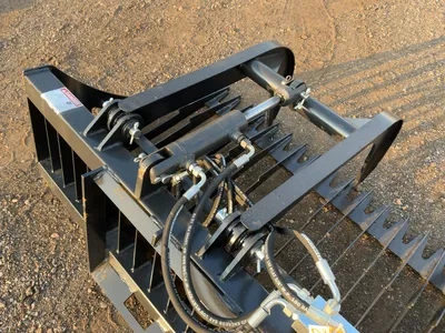 New JCT 84” Rock Bucket Grapple Skid Steer Attachment, Universal Quick Attach, Two Hydraulic Grapple...