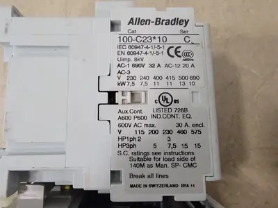 32 Amp, 3 Pole, 1NO+0NC, 690 Volts Contactor 100-C23*10 w/ Relay 193-ED1CB