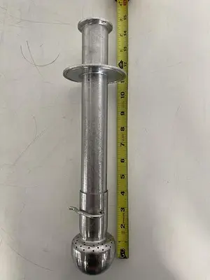 USED DETACHABLE STAINLESS STEEL 15" SPRAY BALL W/ 1 1/2" SANITARY FITTINGS