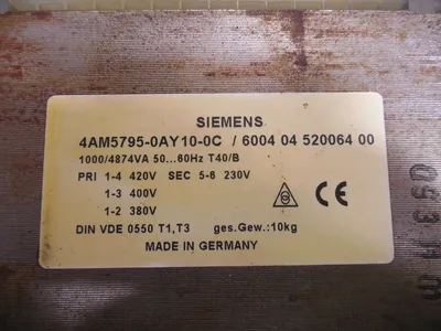 Siemens 4AM5795-0AY10-0C Control Transformer 1000/4874VA Used