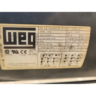 Used 9" Dia X 10' L Mild Steel Screw Conveyor 3HP