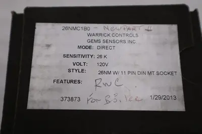 NEW OPEN BOX Warrick Controls 26NMC1B0 Liquid Level Relay STK K3978CC