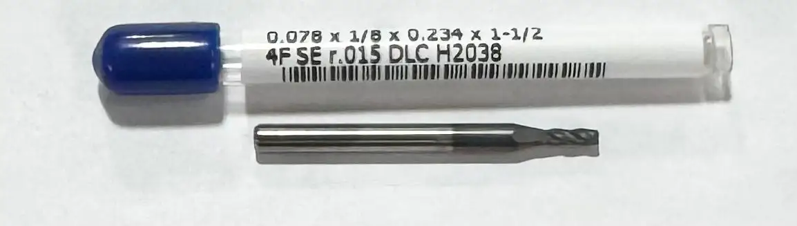 RapidKut .078" Carbide End Mill 4 Flute DLC Coated .015" Radius