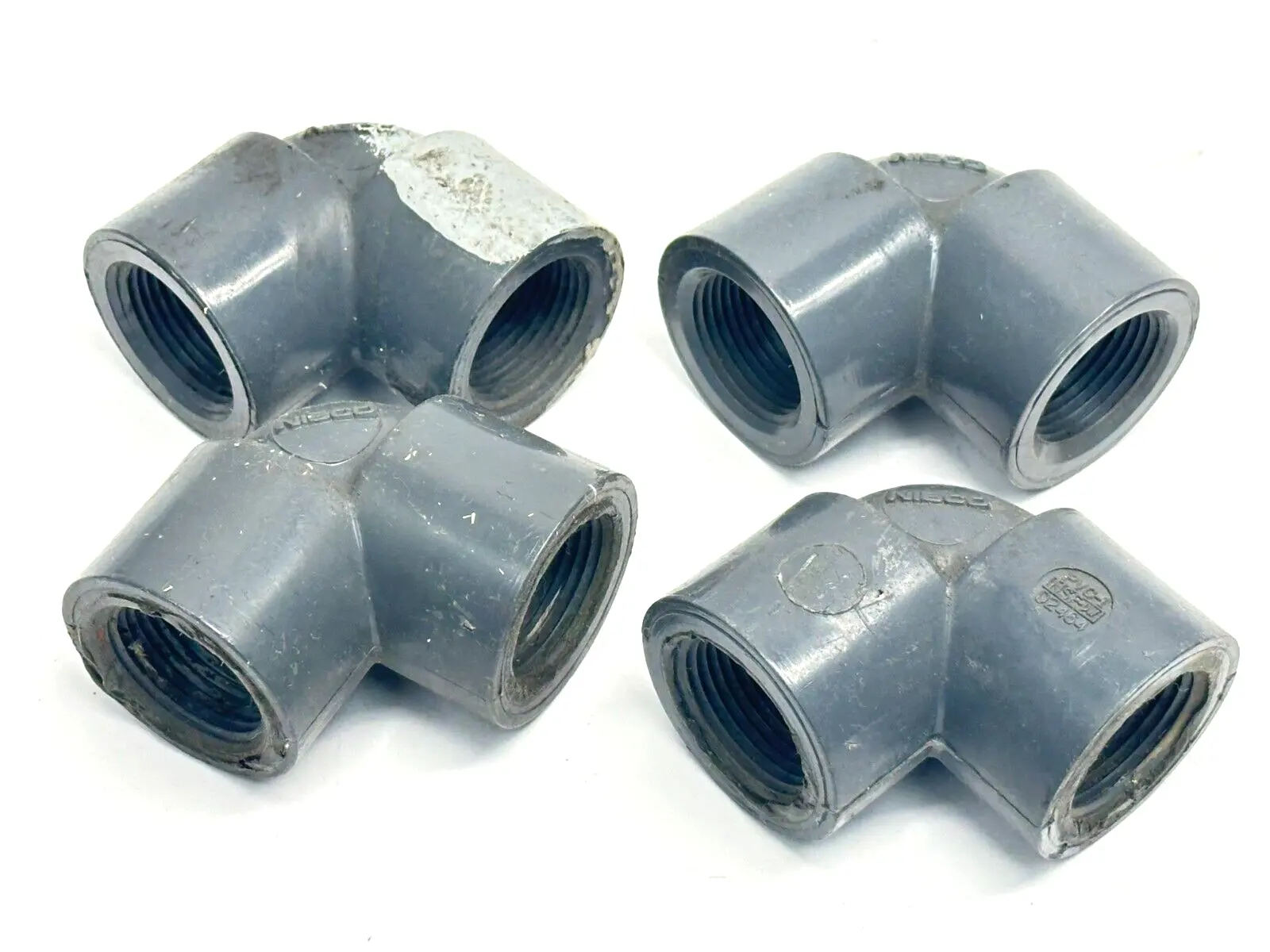 450733 | Nibco  1" PVC 90 Elbow FPT Schedule 80 CA07200 LOT OF 4 - Used