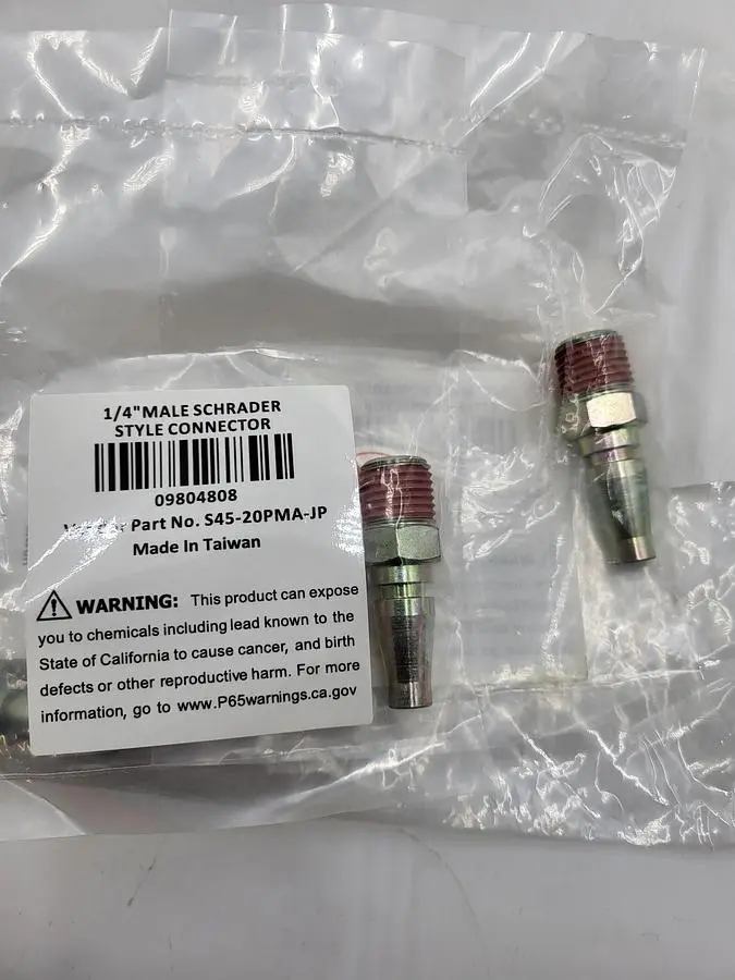 New | in-Stock SCHRADER 1/4" MALE SCHRADER 09804808 / S45-20PMA-JP PNEUMATIC HOSE Hoses | ND Industrial Surplus #1215794
