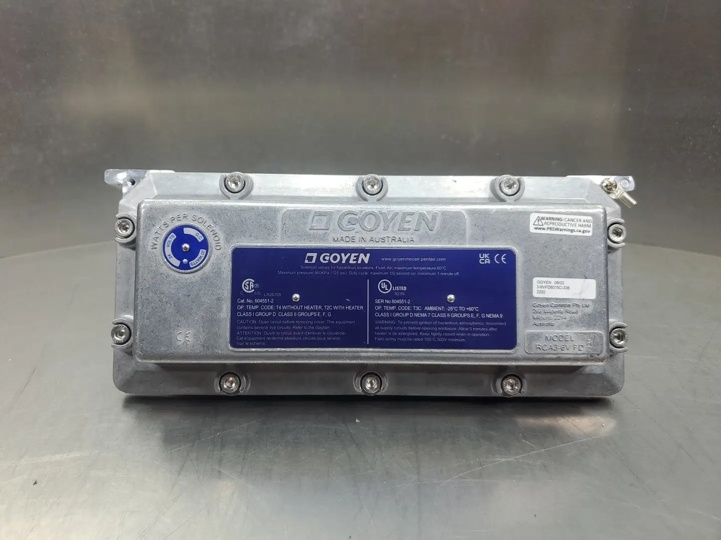 GOYEN 3-6VFD6015C-336 Hazardous Location Solenoid Manifold. 6D-2
