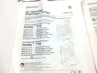 308666 | Graco , 308466G, 309881ZAC, and 308609P Instruction / Parts Manuals - Like New