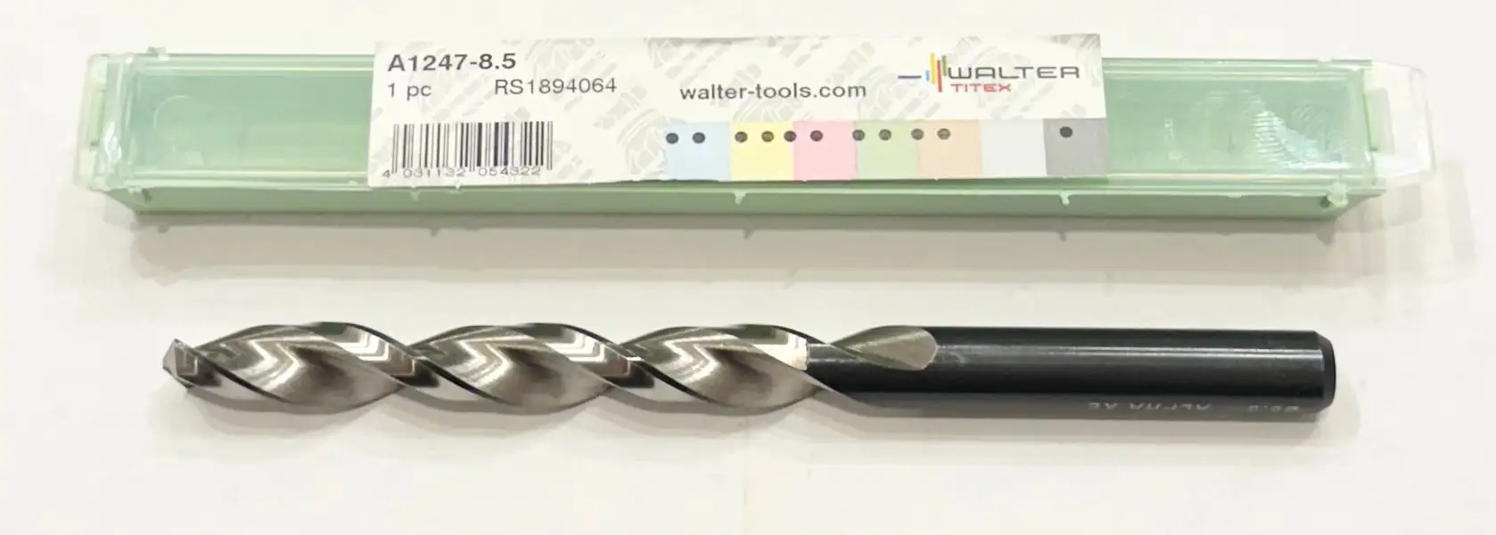 Walter-Titex 8.5mm HSS Drill Bit 8xD Taper Length 2 Flute 130 Degree Angle