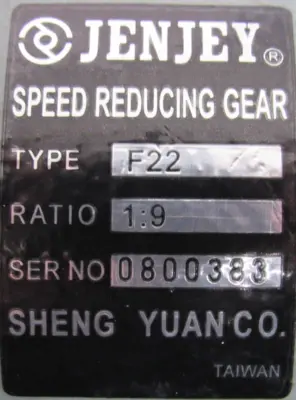 USED JENJEY F22 GEARMOTOR 1:9 3/4HP 400/460V