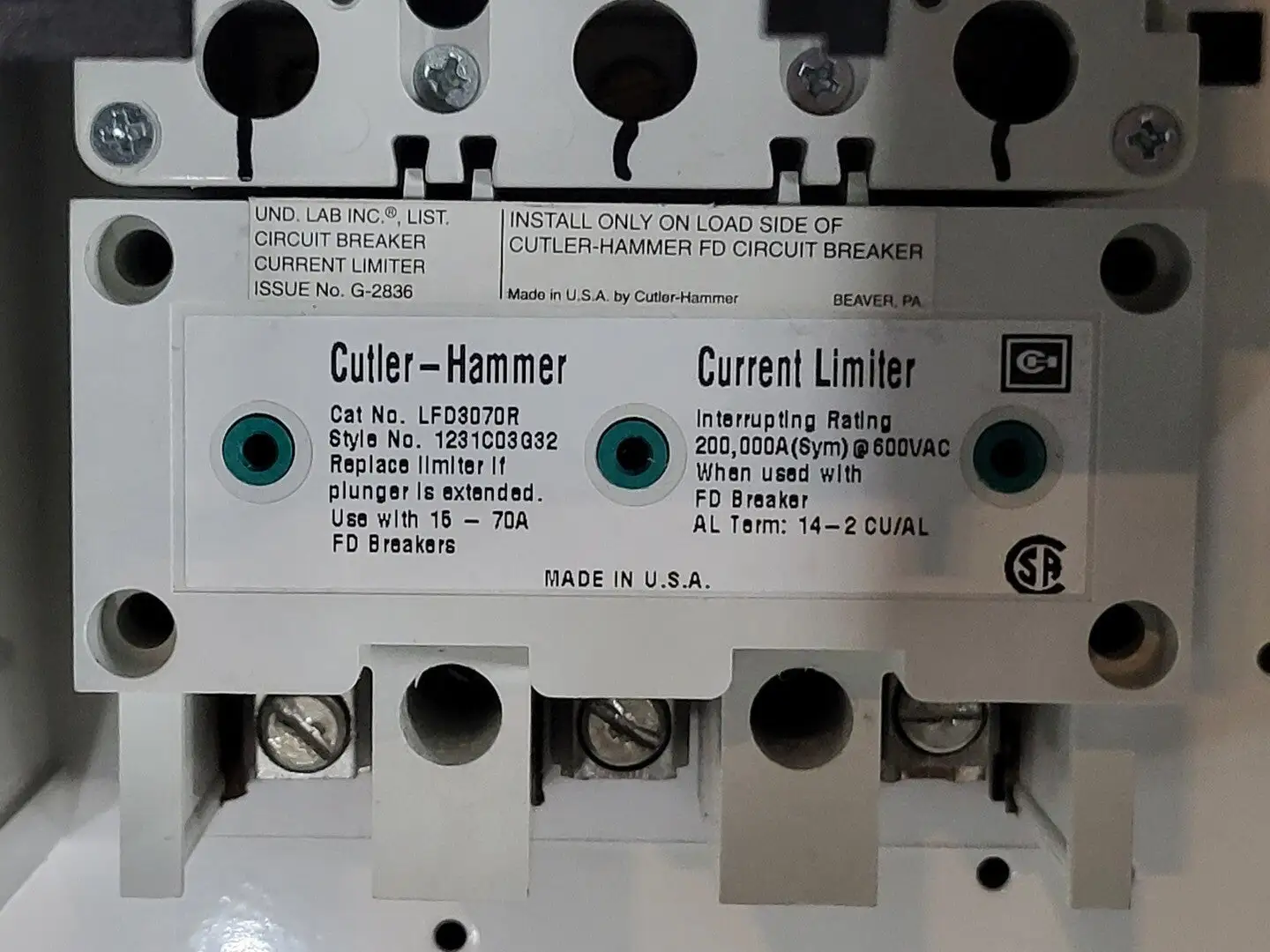 20/15A, 3 Pole, 600V Circuit Breaker HFD Bucket for Freedom 2100 MCC Frame