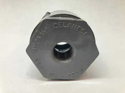 USED CELANESE 1-1/2" X 1/2" REDUCER BUSHING FLUSH STYLE PVC-I NSF 3-3/8" OAL