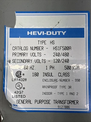 USED Hevi-duty HS1F500A