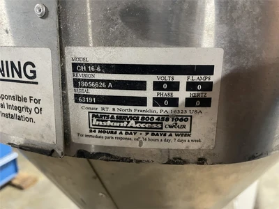 200 LB Conair CH 16-6 Insulated Drying Hopper