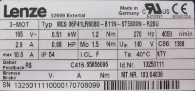 NEW LENZE MCS06F41LRS0B0-B11N-ST5S00N-R2SU SERVO MOTOR