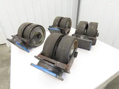 12x4" Swivel Plate Caster Polyurethane Dual Wheel Kingpinless  Set of 4