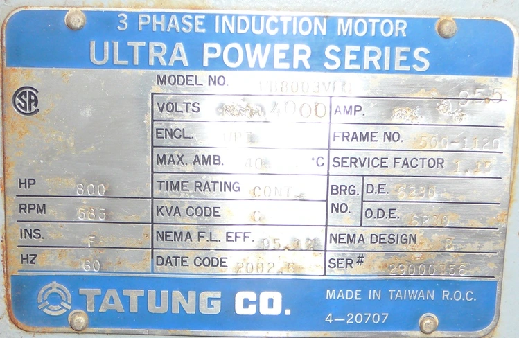 Used TATUNG _UNKNOWN_ A.C. Motors Colorado US | Rogers Equipment Sales #1273877