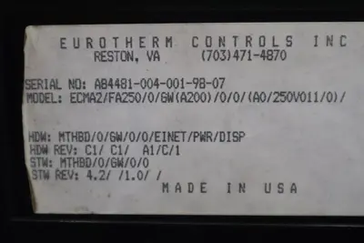 INVENSYS ECMA2/FA250/0/GW/A200/0/0/A0/250V011/0)/ STOCK 508-B