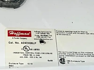 Hoffman A242406LP Industrial Control Panel Enclosure 24" x 24" x 6" Type 12,13 - Used