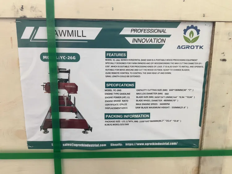 Used AGROTK YC-26G SAWMILL Sawmill Bandsaws Michigan US | Miedema Asset Management Group #1406886