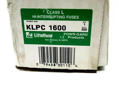 NEW LITTELFUSE KLPC1600 HI-INTERRUPTING FUSES CLASS L 600V