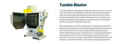 LS INDUSTRIES BARREL TYPE TUMBLE BLAST MACHINE & DUST COLLECTOR: YOBRO #24013