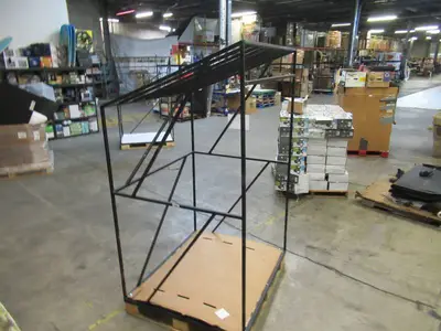 Welded Black Metal Frame Built to Fit Onto Pallets with Angled Roof - Perfect for Projects