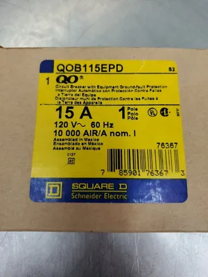 SQUARE D QOB115EPD 1P 15AMP 120V CIRCUIT BREAKER. 4B-38