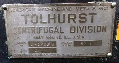 (2) Tolhurst 40" Center-Slung chip wringers.