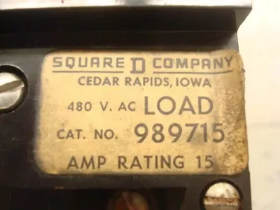 Square D 989715 Circuit Breaker 15 Amps 480 VAC Used